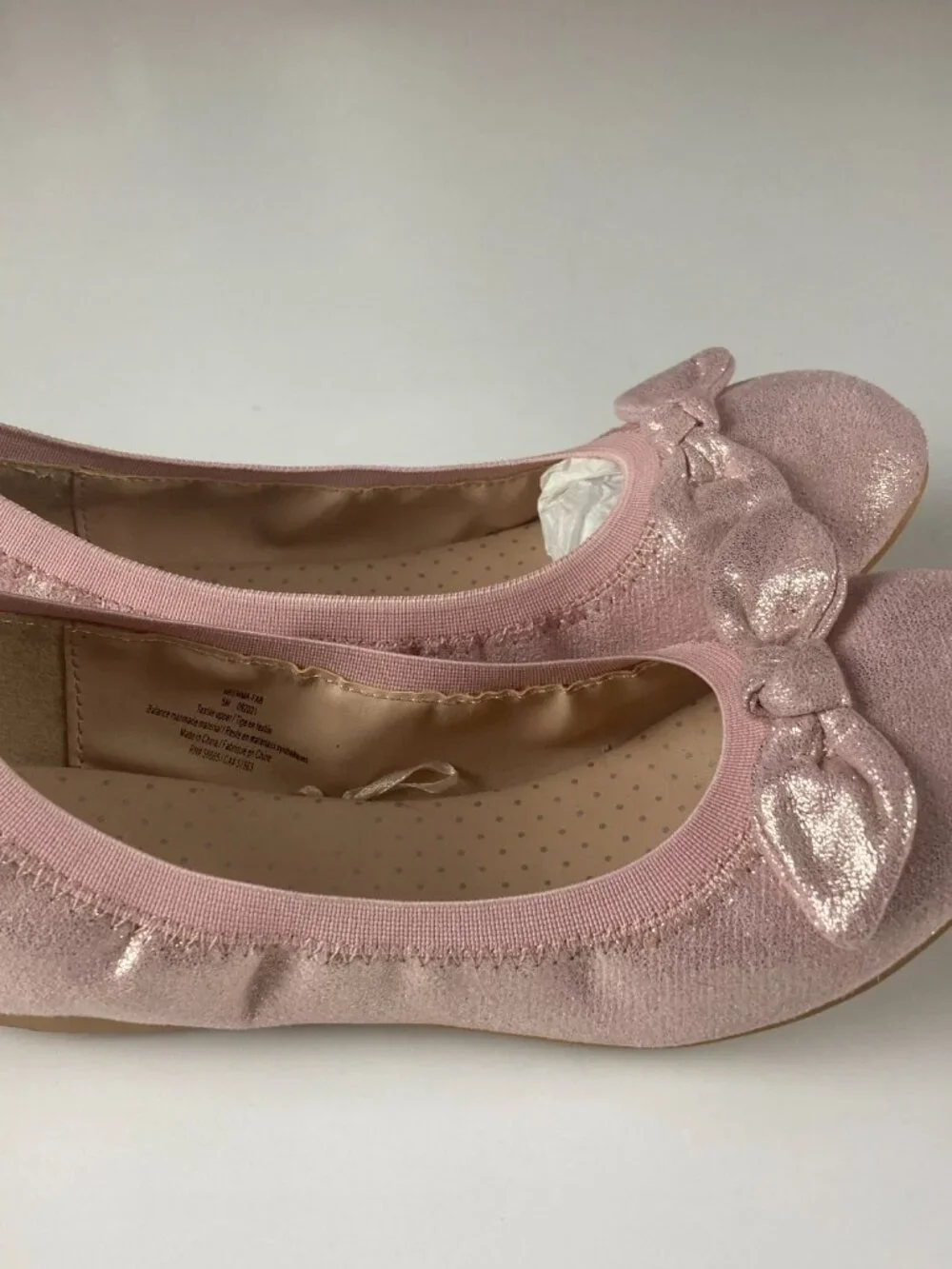 Nordstrom Rack Girls Ballet Flats Pink Shimmer Bow Slip On Shoes Size 5 Youth